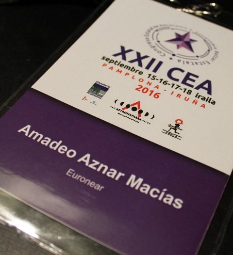 Acreditación de Amadeo Aznar en el XXII Congreso Estatal de Astronomía